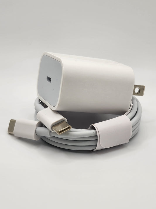 Front Facing USB-C Wall Plug (USA Plug) and Cable